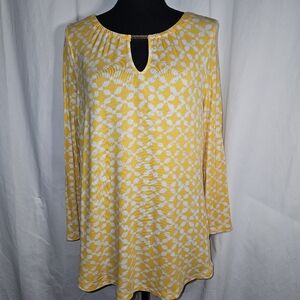 Michael Kors Yellow & White 3/4 Sleeve Blouse sz S
